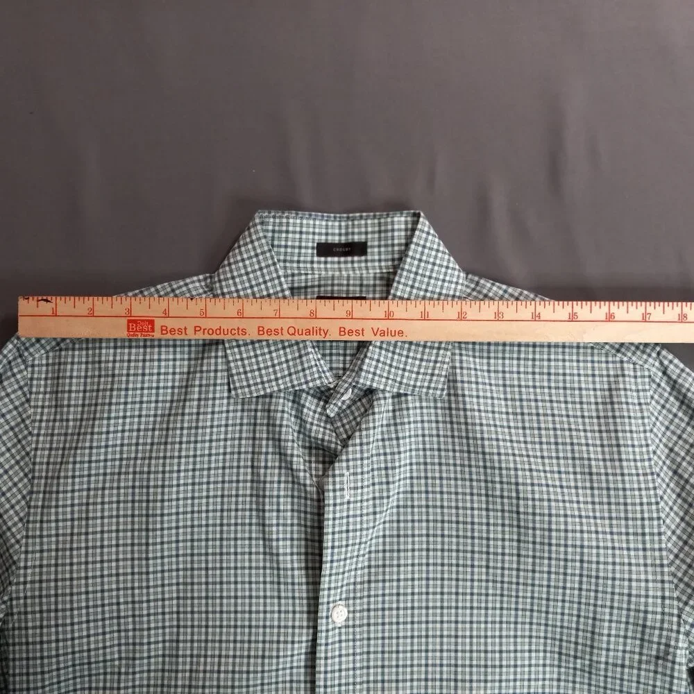 J. Crew Crosby 120's Ply Shirt Blue Green Gingham Check Cotton Size M